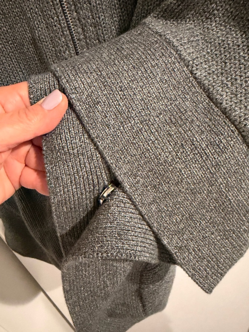 Cotton by Autumn Cashmere 100% Cotton Zip Up Poncho Sweater Charcoal Grey Small - Picture 9 of 13